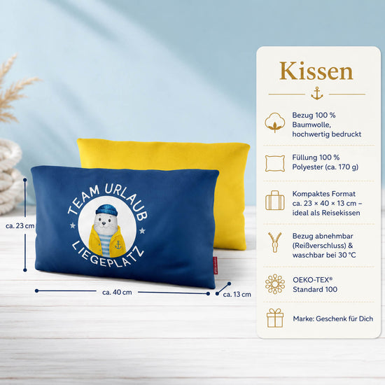 Produktdetails Kissen: 23 x 40 x 13 cm, Bezug 100 Prozent Baumwolle, Füllung 100 Prozent Polyester 170 g, waschbar bei 30 Grad, OEKO-TEX Standard 100