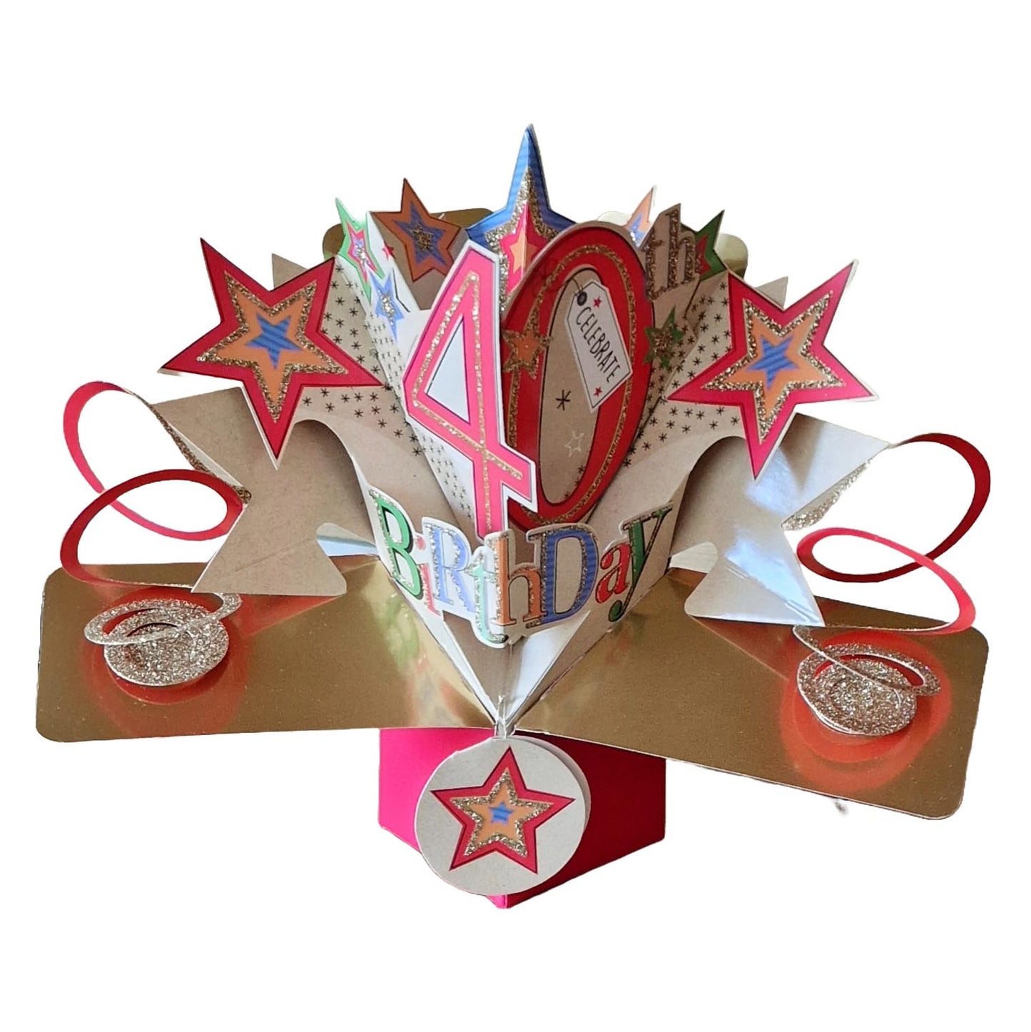 3D Pop Up Card 40. Birthday Geburtstag, Geburtstagskarte