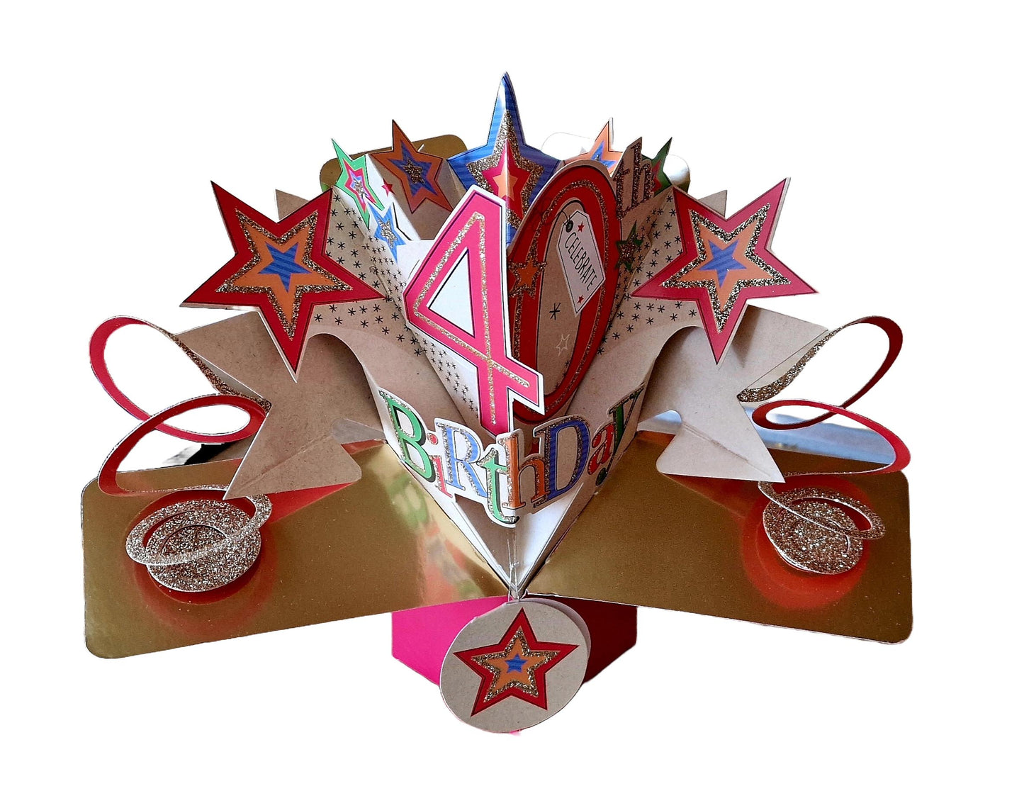 3D Pop Up Card 40. Birthday Geburtstag, Geburtstagskarte 3D Karte