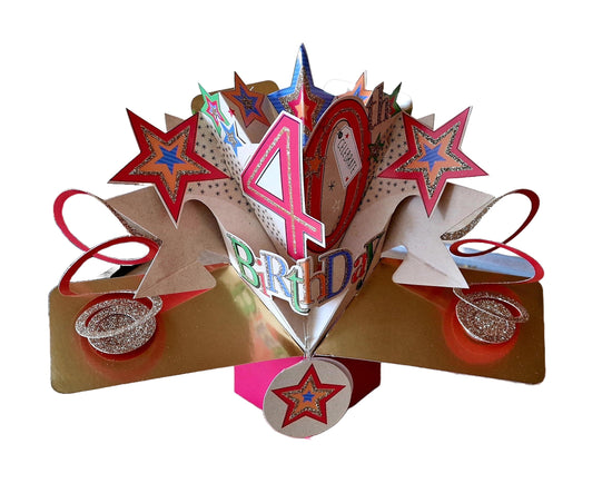 3D Pop Up Card 40. Birthday Geburtstag, Geburtstagskarte 3D Karte