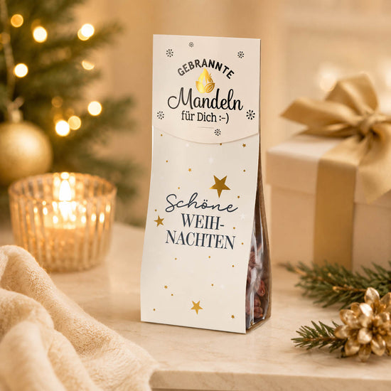Gebrannte Mandeln „Schöne Weihnachten“ – Stimmungsbild mit Weihnachtsmarkt-Flair