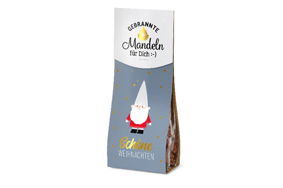 Gebrannte Mandeln mit Aufschrift Schöne Weihnachten & Weihnachts-Zwerg Motiv von Geschenk für Dich
