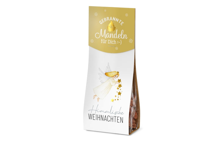 Gebrannte Mandeln mit Aufschrift Himmlische Weihnachten & Engel Motiv von Geschenk für Dich