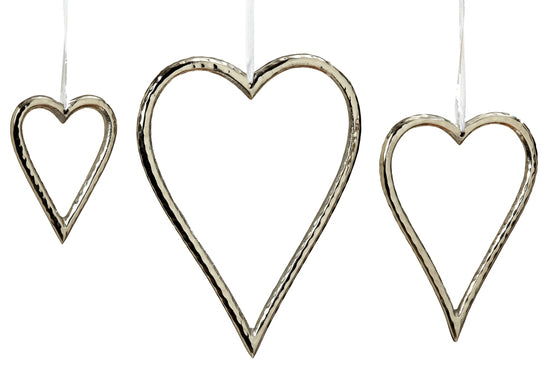 Deko Hänger Herz 3er Set Silber