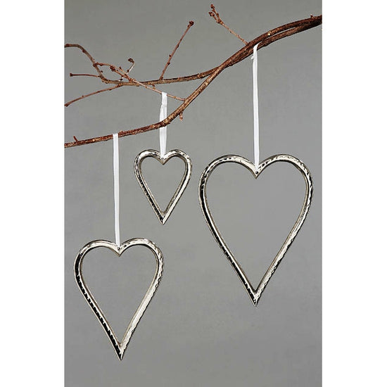 Deko Hänger Herz 3er Set Silber
