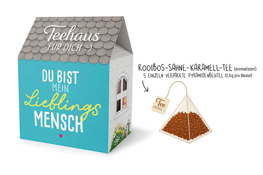 Teehaus für Dich »Du bist mein Lieblingsmensch« Petrol – Rooibos-Sahne-Karamell-Tee, 5 Pyramidenbeutel