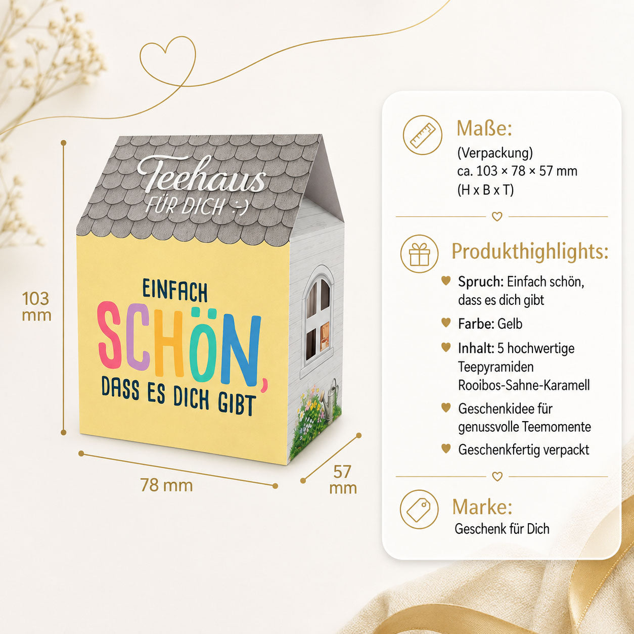 Teehaus für Dich »Einfach schön, dass es Dich gibt« Gelb – Highlight