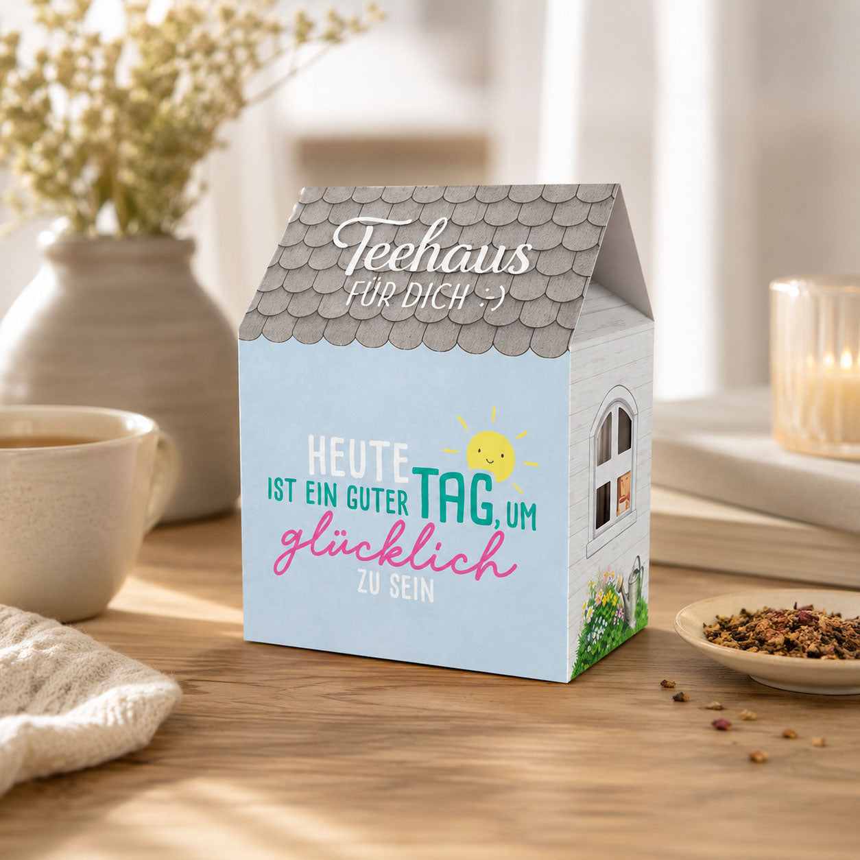 Teehaus für Dich »Heute ist ein guter Tag, um glücklich zu sein« Blau – Stimmungsbild