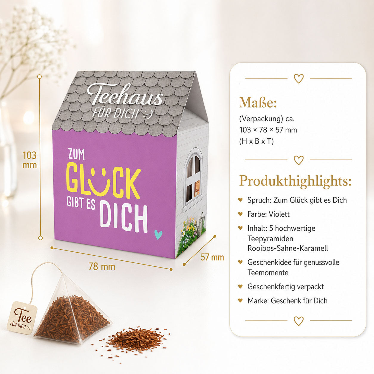 Teehaus für Dich »Zum Glück gibt es Dich« Violett – Highlight
