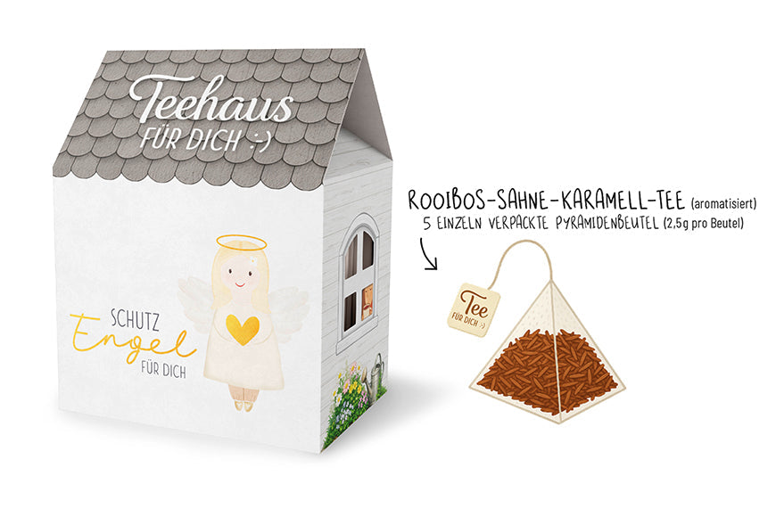 Teehaus für Dich »Schutzengel für dich« – Liebe Wünsche, Schutzengel-Motiv, Rooibos-Sahne-Karamell-Tee