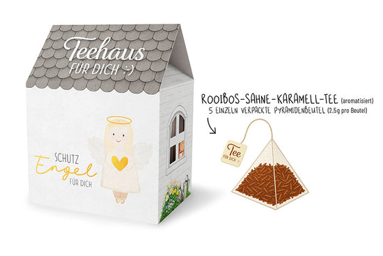 Teehaus für Dich »Schutzengel für dich« – Liebe Wünsche, Schutzengel-Motiv, Rooibos-Sahne-Karamell-Tee