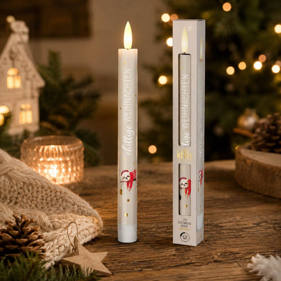 LED-Stabkerze chillige Weihnachten Faultier stimmungsvoll mit Weihnachtsdeko – Geschenk für Dich