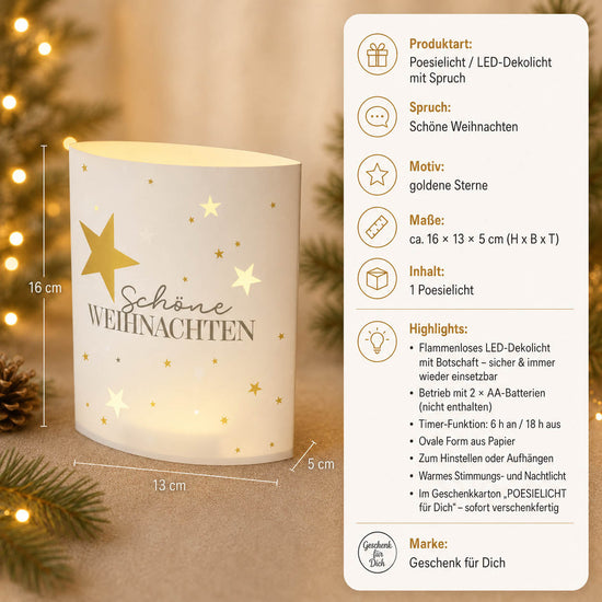 Poesielicht »Schöne Weihnachten« – Produkt-Highlights: LED, Timer 6/18 h, 2x AA, Maße