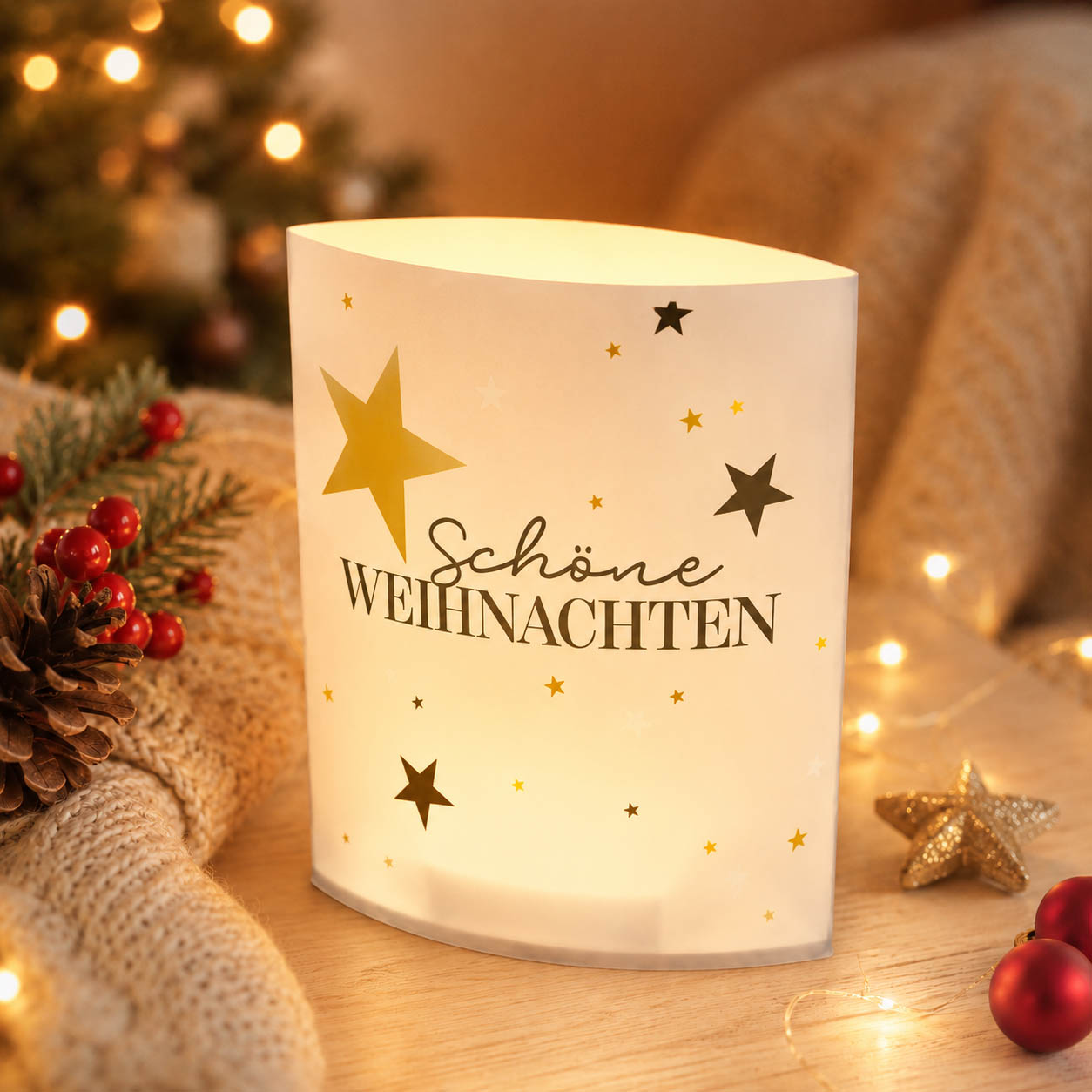 Poesielicht »Schöne Weihnachten« – Stimmungsbild im Weihnachtsambiente