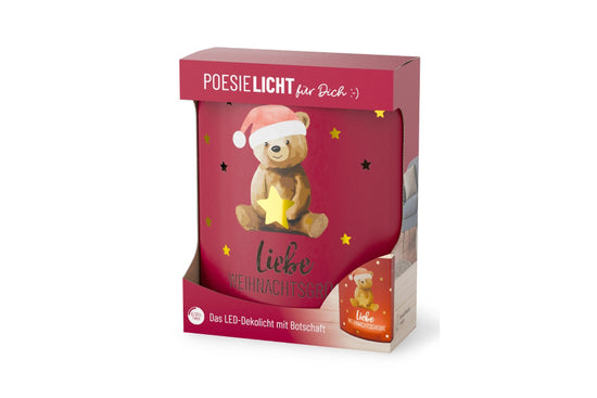 Geschenk für Dich LED-Poesielicht mit Aufschrift „Liebe Weihnachtsgrüße“ mit Verpackung