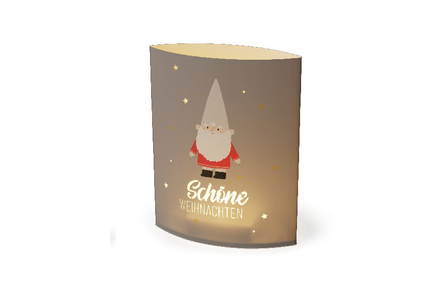 Geschenk für Dich LED-Poesielicht „Schöne Weihnachten“ mit Weihnachts-Zwerg-Motiv.