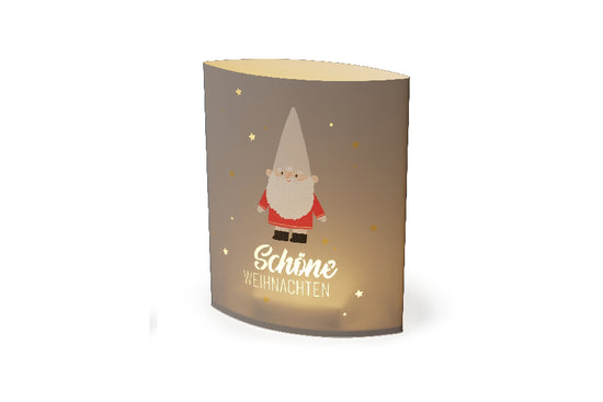 Geschenk für Dich LED-Poesielicht „Schöne Weihnachten“ mit Weihnachts-Zwerg-Motiv.