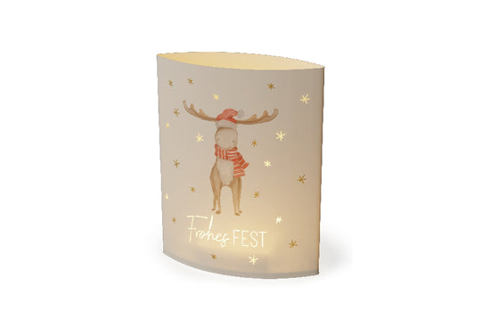 Geschenk für Dich LED-Poesielicht „Frohes Fest“ mit Weihnachts-Elch-Motiv. 