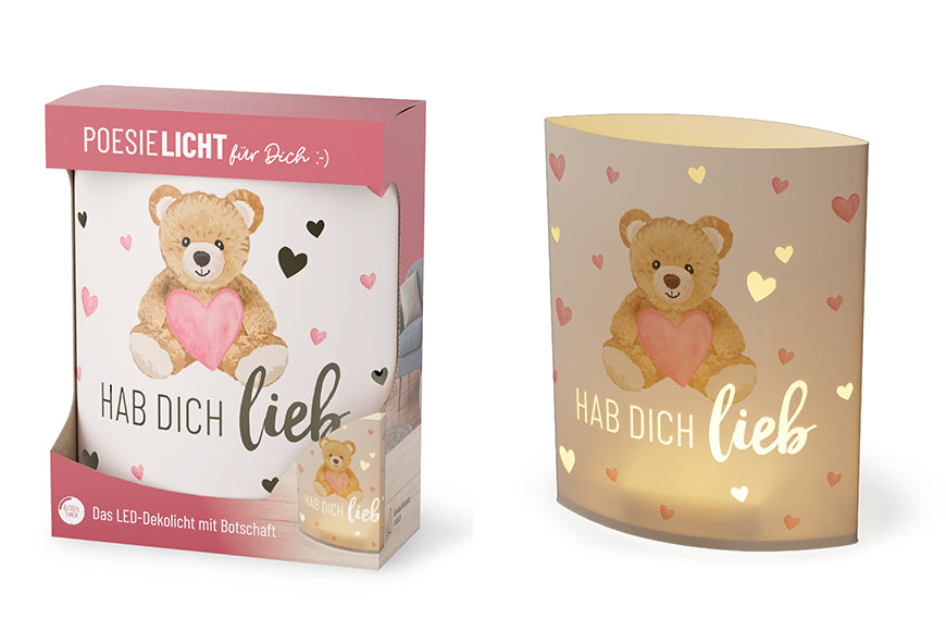 629389 Geschenk für Dich Poesielicht Hab Dich lieb, Nachtlicht mit Teddy