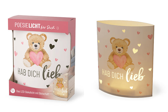 629389 Geschenk für Dich Poesielicht Hab Dich lieb, Nachtlicht mit Teddy