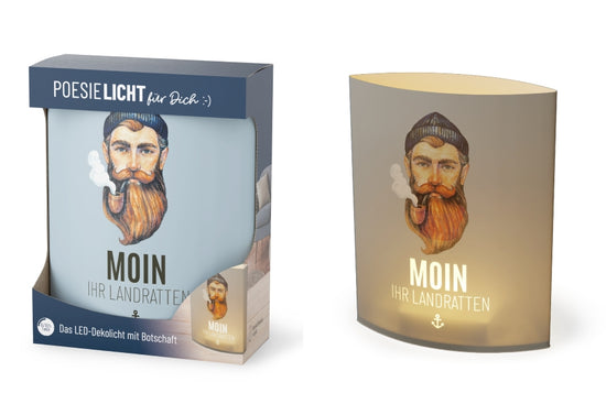 Maritimes LED-Poesielicht mit Matrosen-Motiv und Spruch „Moin ihr Landratten“ von Geschenk für Dich