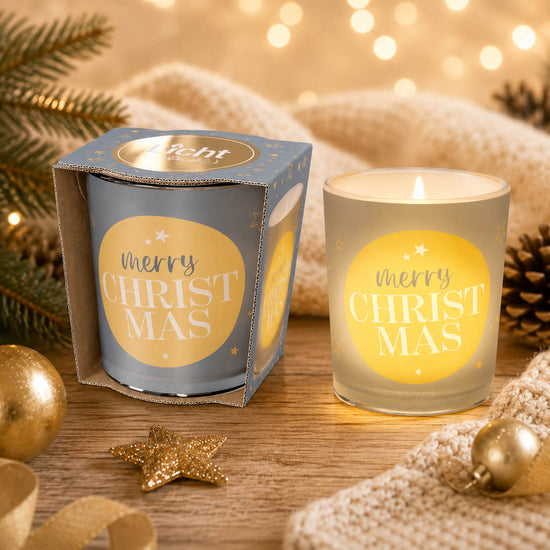 Windlicht mit Spruch »Merry Christmas« – Stimmungsbild