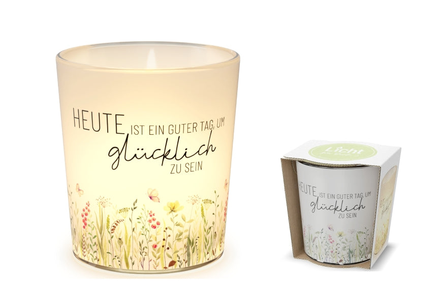 640592-1 Windlicht mit Spruch Heute ist ein guter Tag, um glücklich zu sein von Geschenk für Dich, 4027268335244