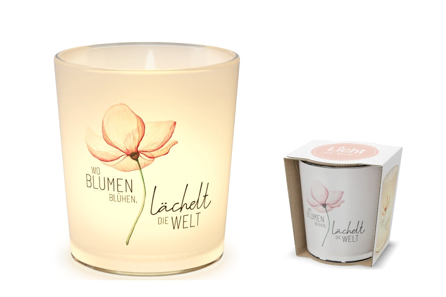 640593 Windlicht mit Spruch Wo Blumen blühen, lächelt die Welt von Geschenk für Dich, 4027268335251