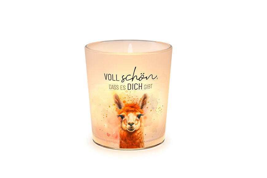  Windlicht „Voll schön, dass es Dich gibt“ von Geschenk für Dich mit süßen Alpaka-Motiv 