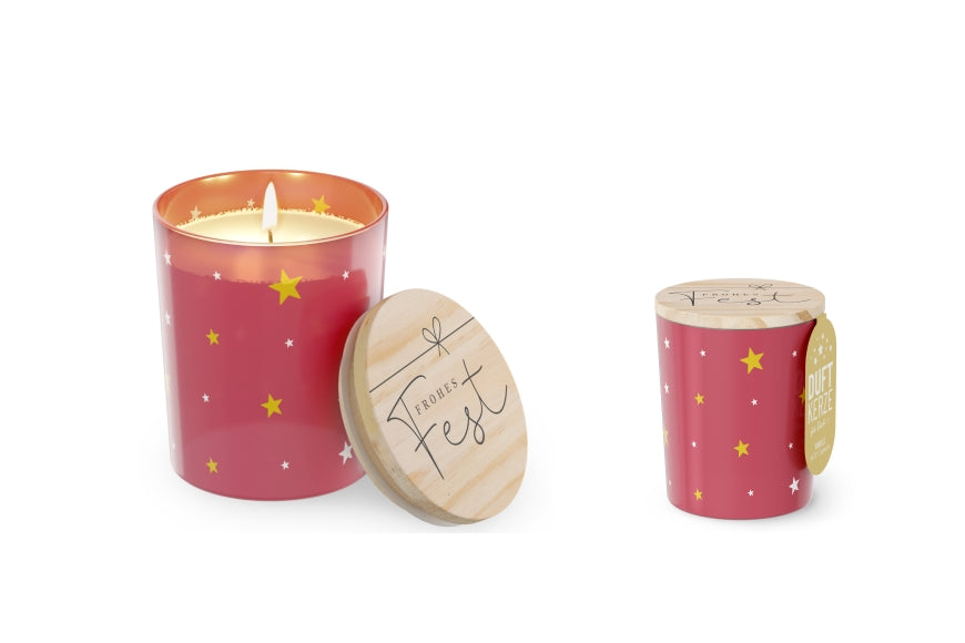 651198 Weihnachtliche Duftkerze Frohes Fest mit Vanilleduft von Geschenk für Dich, 4027268334209
