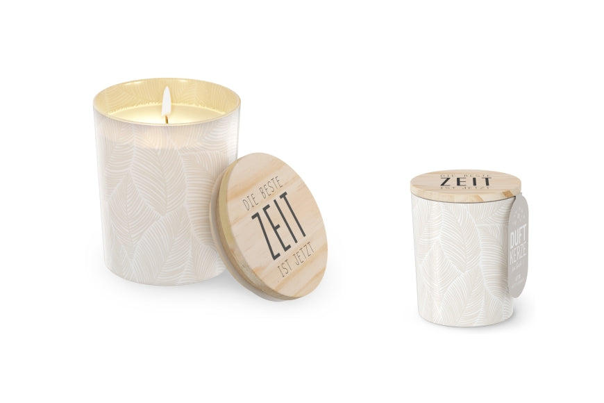 651391 Windlicht Lotus Duftkerze mit Spruch Die Beste Zeit ist jetzt von Geschenk für Dich,4027268334056