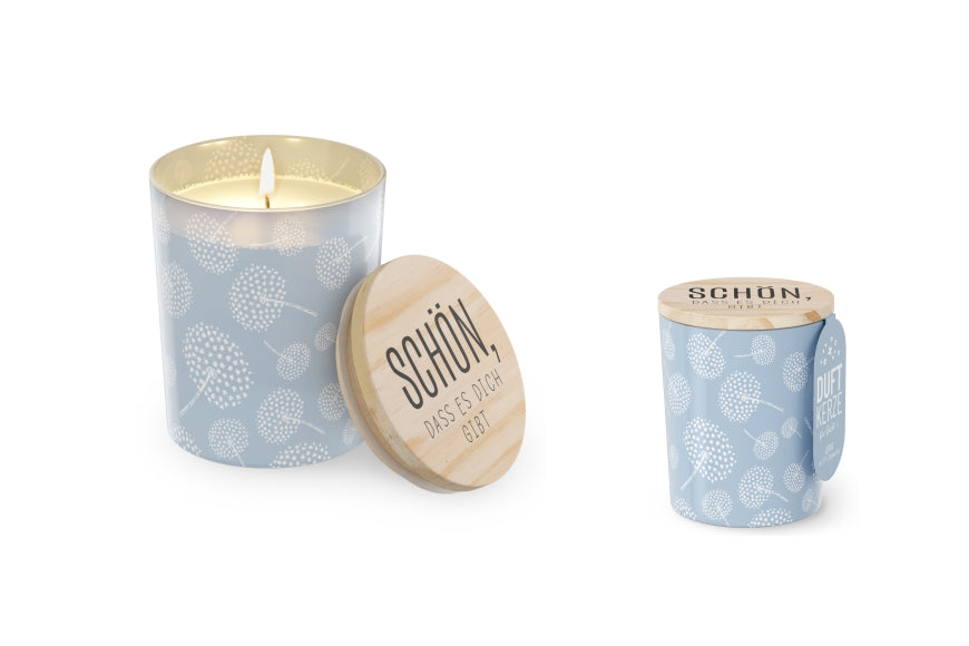 651392 Windlicht Lotus Duftkerze mit Spruch Schön, dass es Dich gibt, 4027268334063