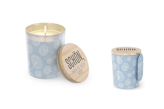 651392 Windlicht Lotus Duftkerze mit Spruch Schön, dass es Dich gibt, 4027268334063