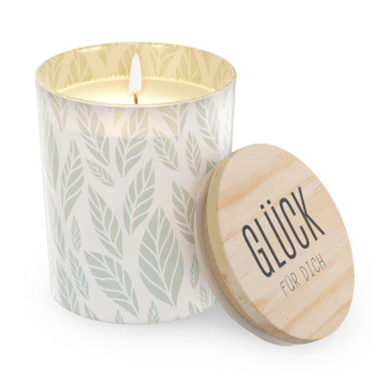 651394 Geschenk für Dich Lotus Duftkerze mit Spruch Glück für Dich, 4027268334087