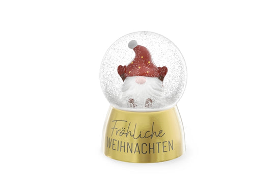 700173 Geschenk fürDich Glitzerkugel mit Weihnachtswichtel und dem Schriftzug Fröhliche Weihnachten, Schneekugel, 4027268335749
