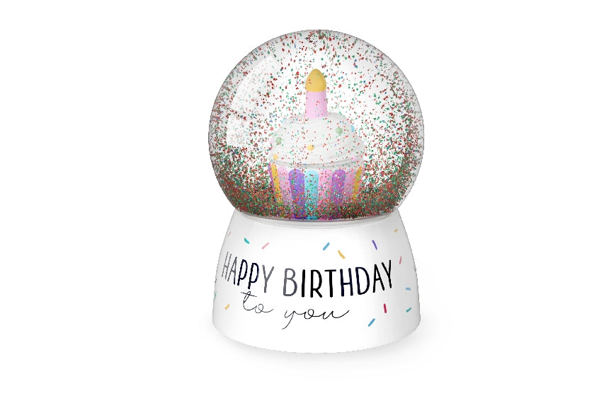 Glitzerkugel „Happy Birthday to you“ mit Törtchen & Kerze von Geschenk für Dich