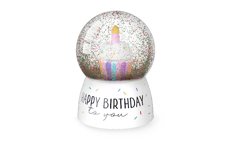 Glitzerkugel „Happy Birthday to you“ mit Törtchen & Kerze von Geschenk für Dich