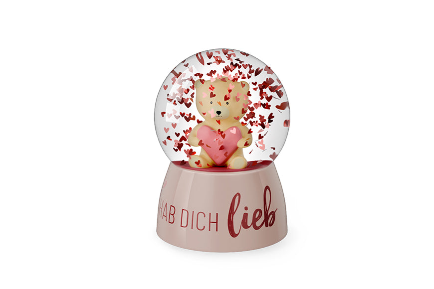 700389 Geschenk für Dich Glitzerkugel Teddy Bär Hab Dich lieb, Schneekugel