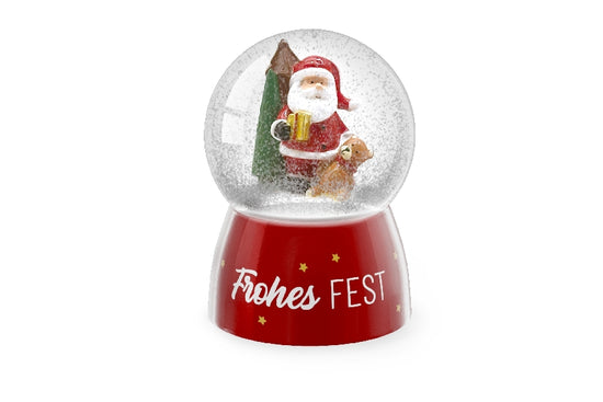 Geschenk für Dich XL Glitzerkugel Frohes Fest – Weihnachtsmann Schneekugel