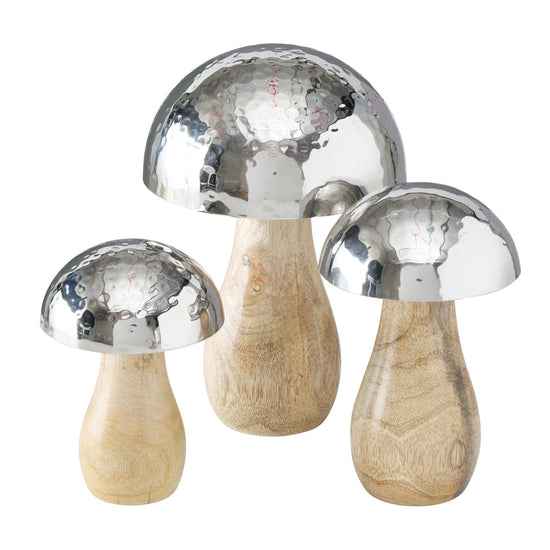Deko Pilz silber braun 3er Set