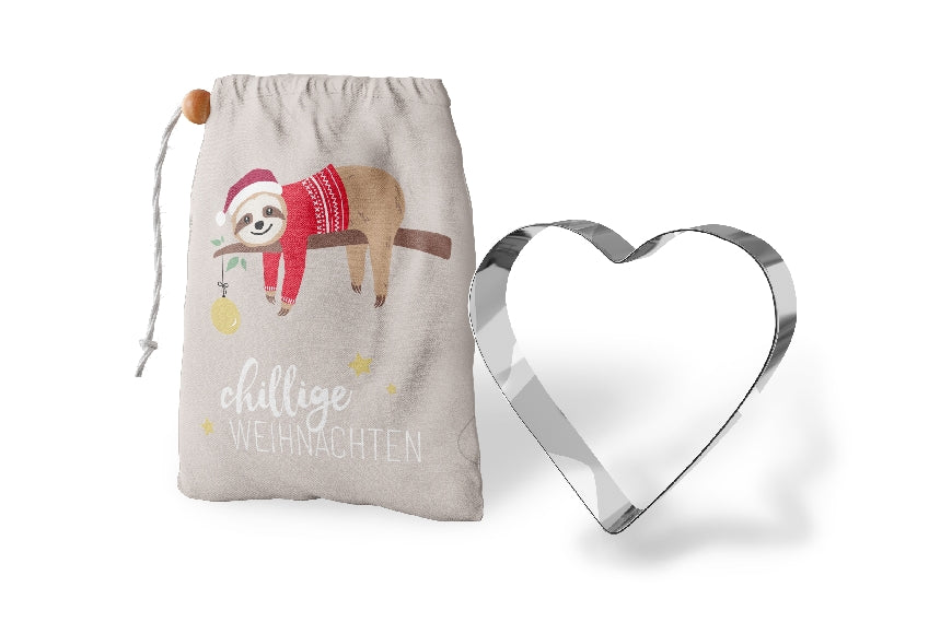 Geschenk für Dich Keksform Ausstechform Herz - Faultier Chillige Weihnachten