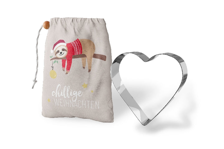 Geschenk für Dich Keksform Ausstechform Herz - Faultier Chillige Weihnachten
