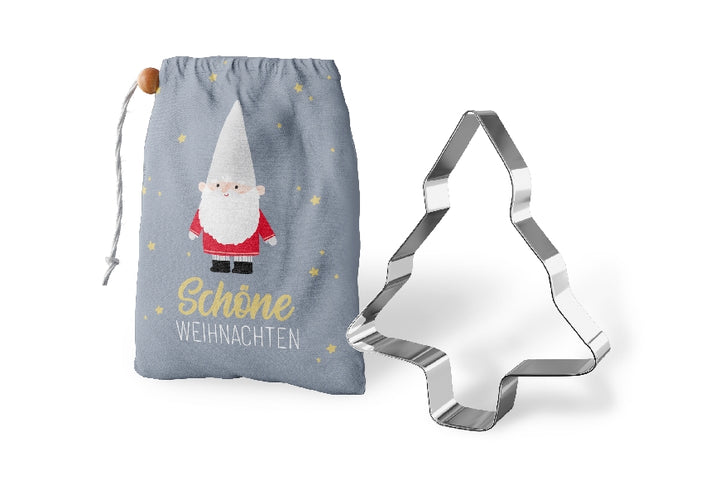 Geschenk für Dich Keksform Ausstechform Baum Tanne, Motiv Weihnachtszwerg - Schöne Weihnachten
