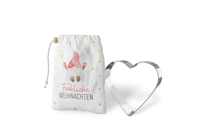 Geschenk für Dich Keksform Ausstechform Herz, Motiv Wichtel, Fröhliche Weihnachten