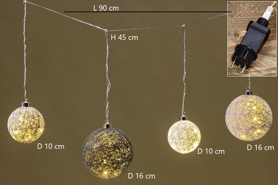 LED Kugel Lichterkette grau weiß