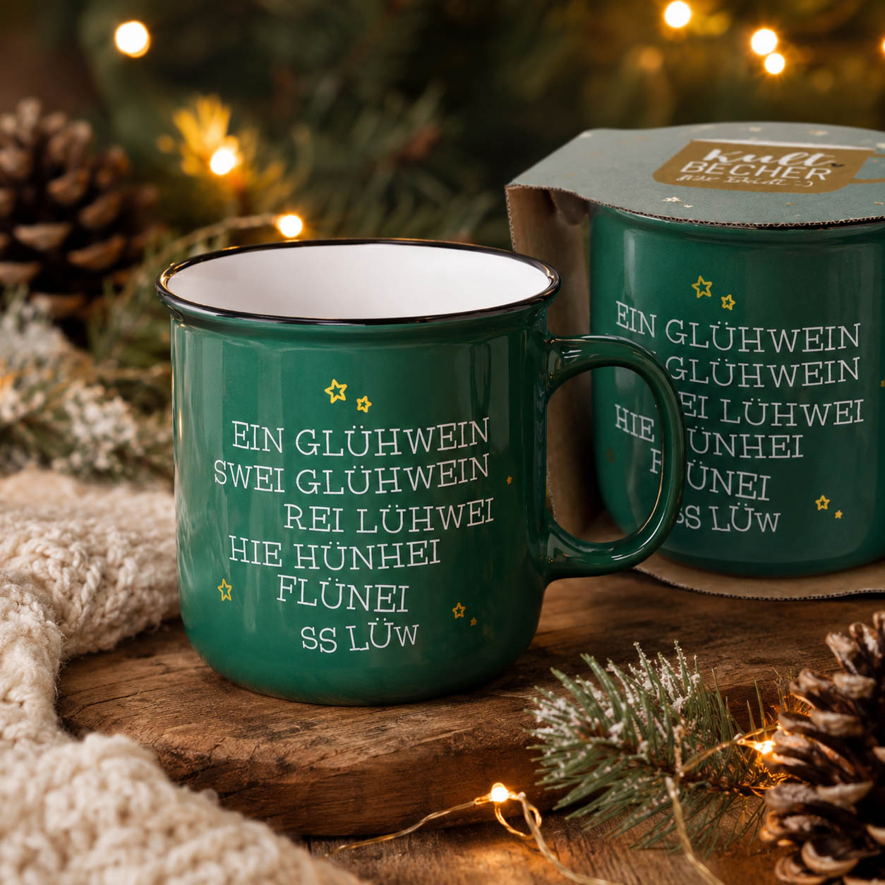 Kultbecher Glühwein-Spruch Dunkelgrün stimmungsvoll – Geschenk für Dich