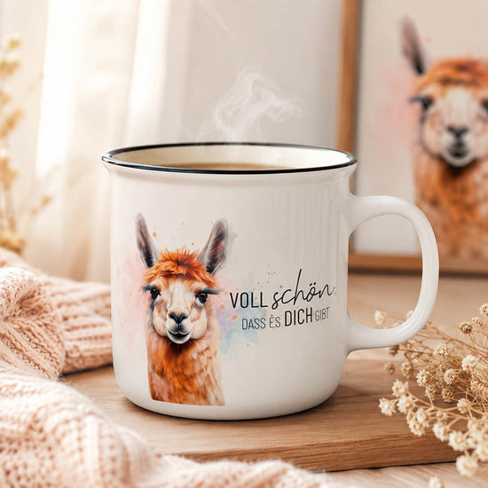 Alpaka Geschenk: Kultbecher mit Spruch im Retro-Look – Malou Home Design®