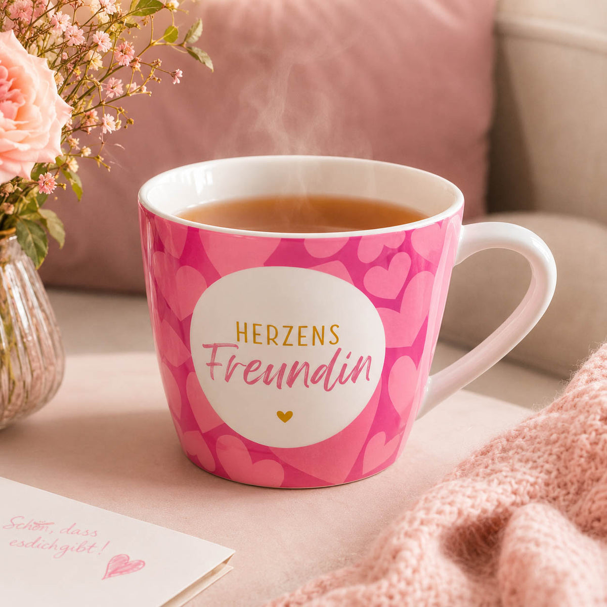 Maxi Becher „Herzens Freundin" – große Tasse im Alltag