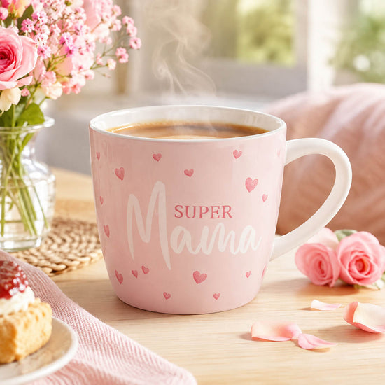 Maxi Becher „Super Mama" – große Tasse im Alltag