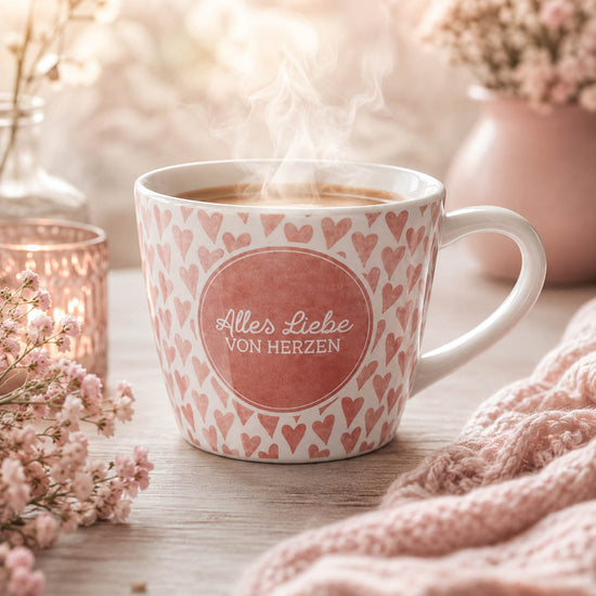 Maxi Becher „Alles Liebe von Herzen" – große Tasse im Alltag